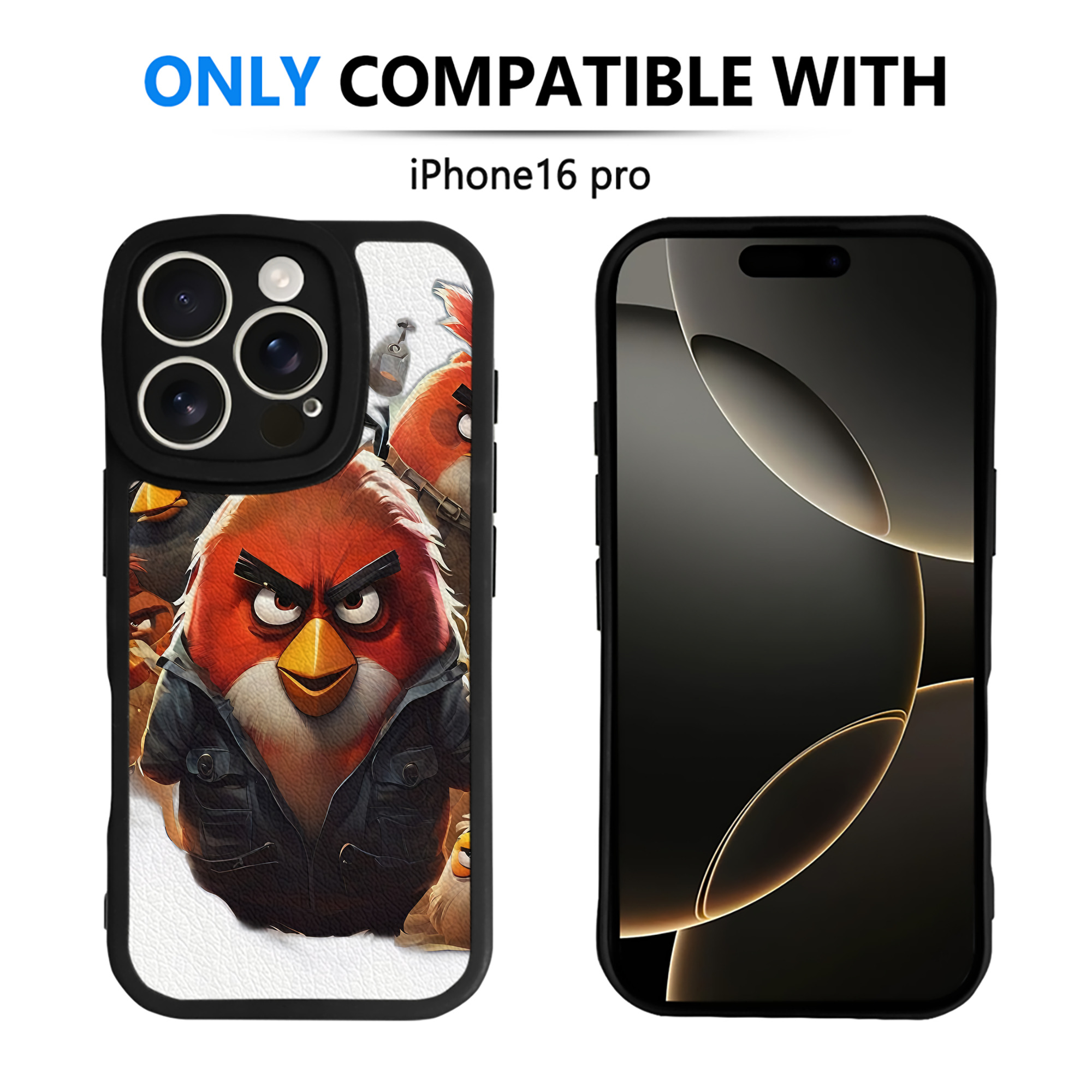 （画像用） Angry Birds アングリーバード 【iPhone 16シリーズ対応】シリコンスマホケース（レザー調） 材質：シリコン